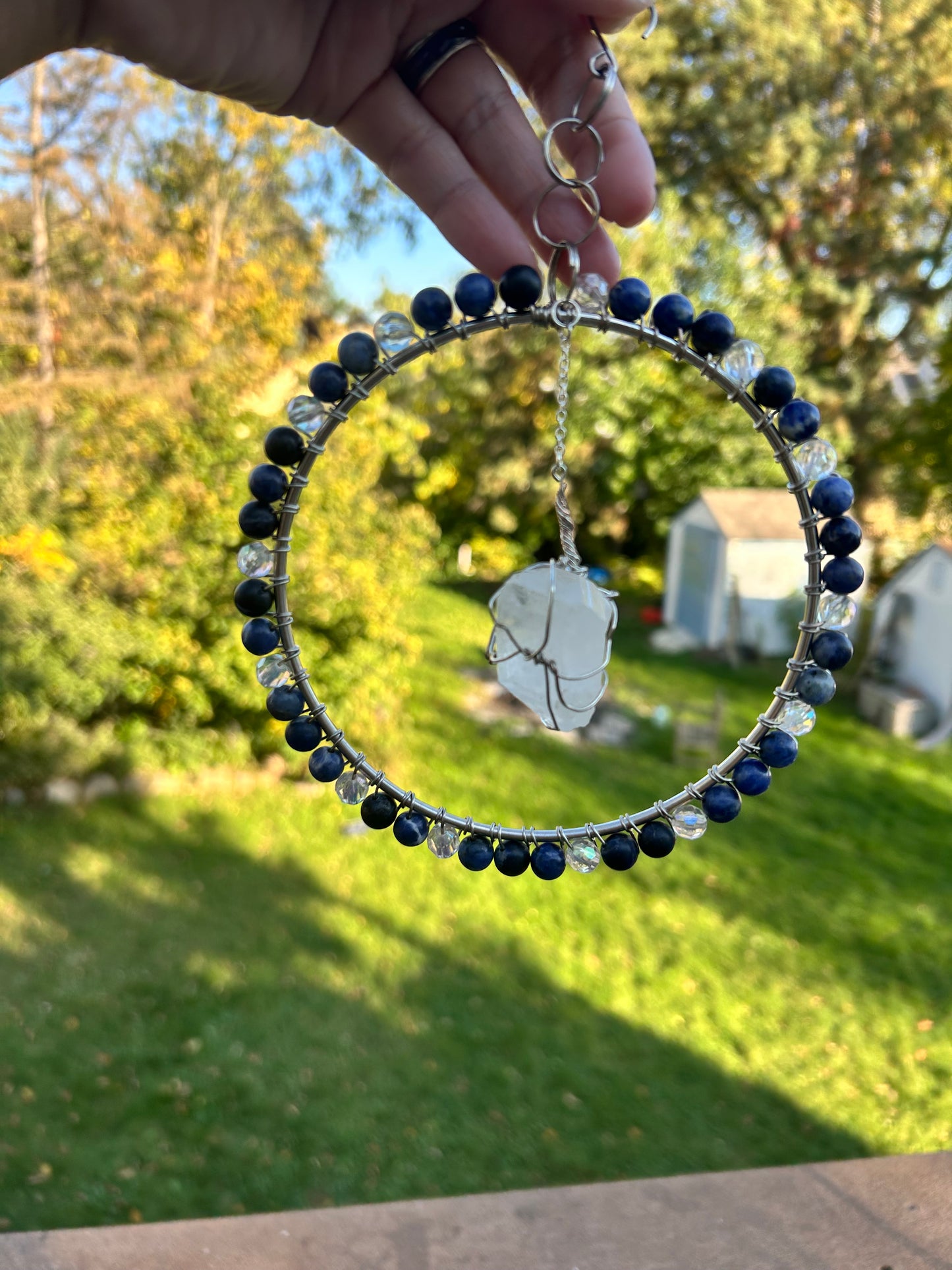Sodalite & Quartz for Wall Hanging