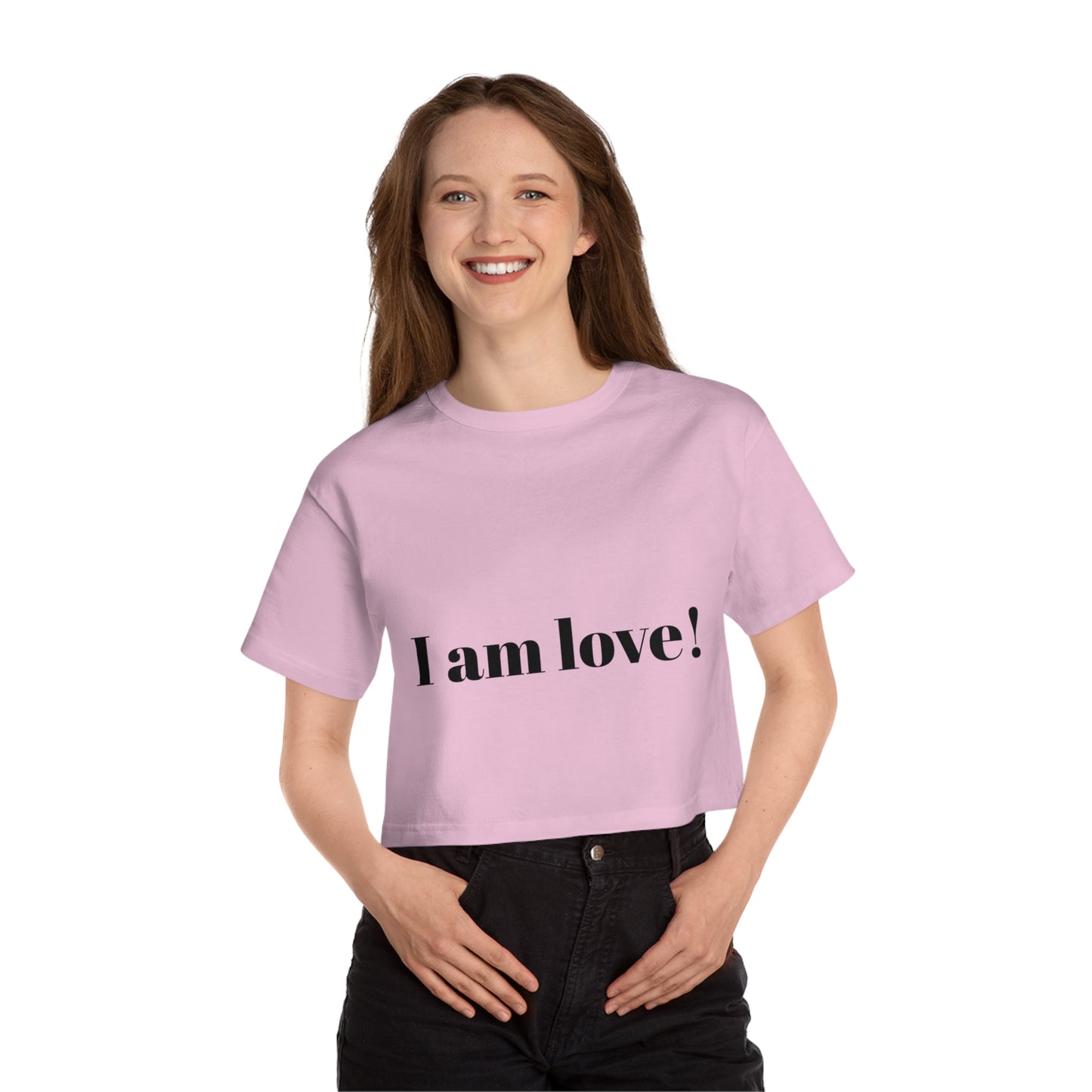 Champion Women's Heritage Cropped T-Shirt - I am love! - Casual, Stylish Tee, Gift for Her, Everyday Wear, Summer Fashion