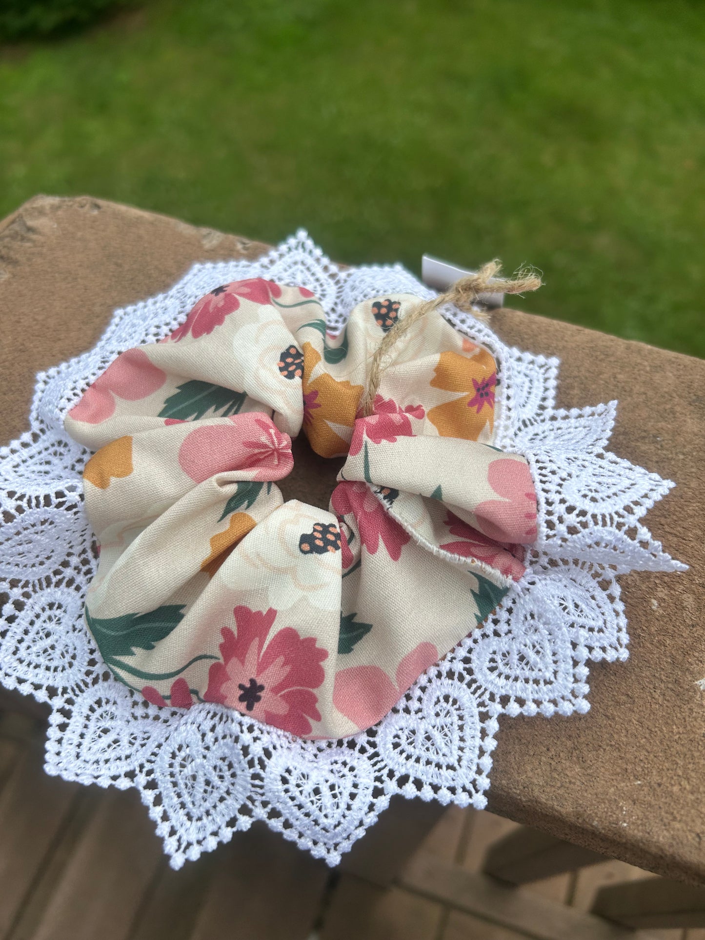 Flower #1 -Scrunchie with lace