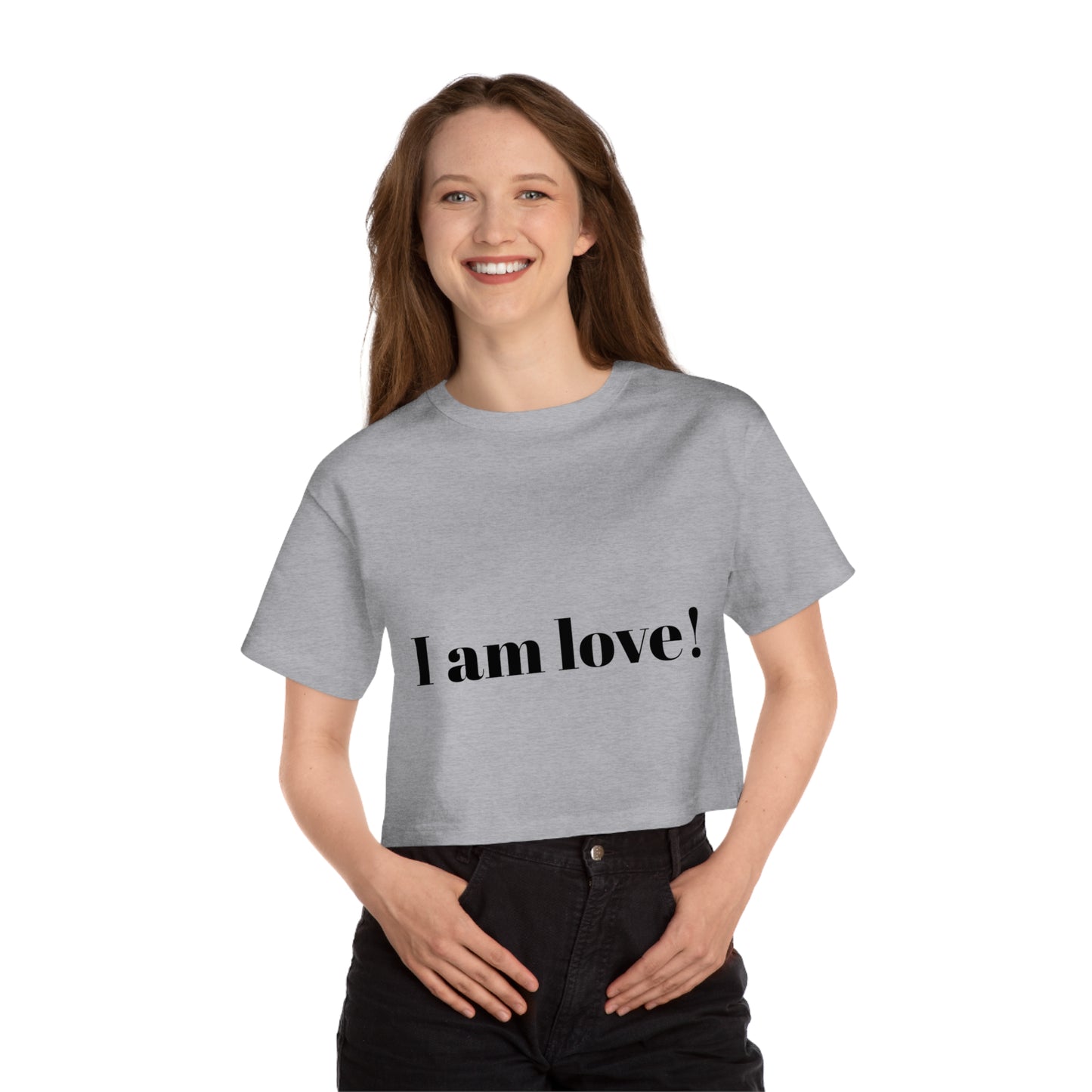 Champion Women's Heritage Cropped T-Shirt - I am love! - Casual, Stylish Tee, Gift for Her, Everyday Wear, Summer Fashion