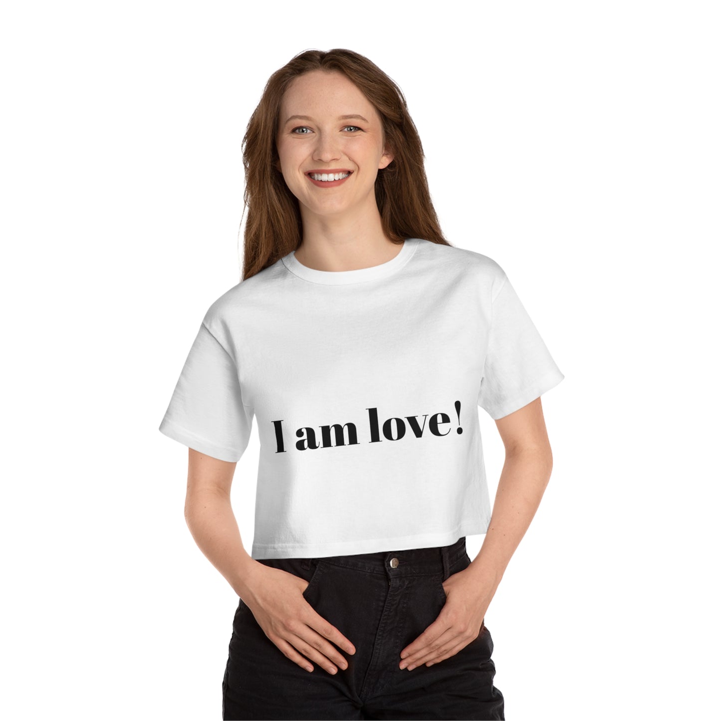 Champion Women's Heritage Cropped T-Shirt - I am love! - Casual, Stylish Tee, Gift for Her, Everyday Wear, Summer Fashion