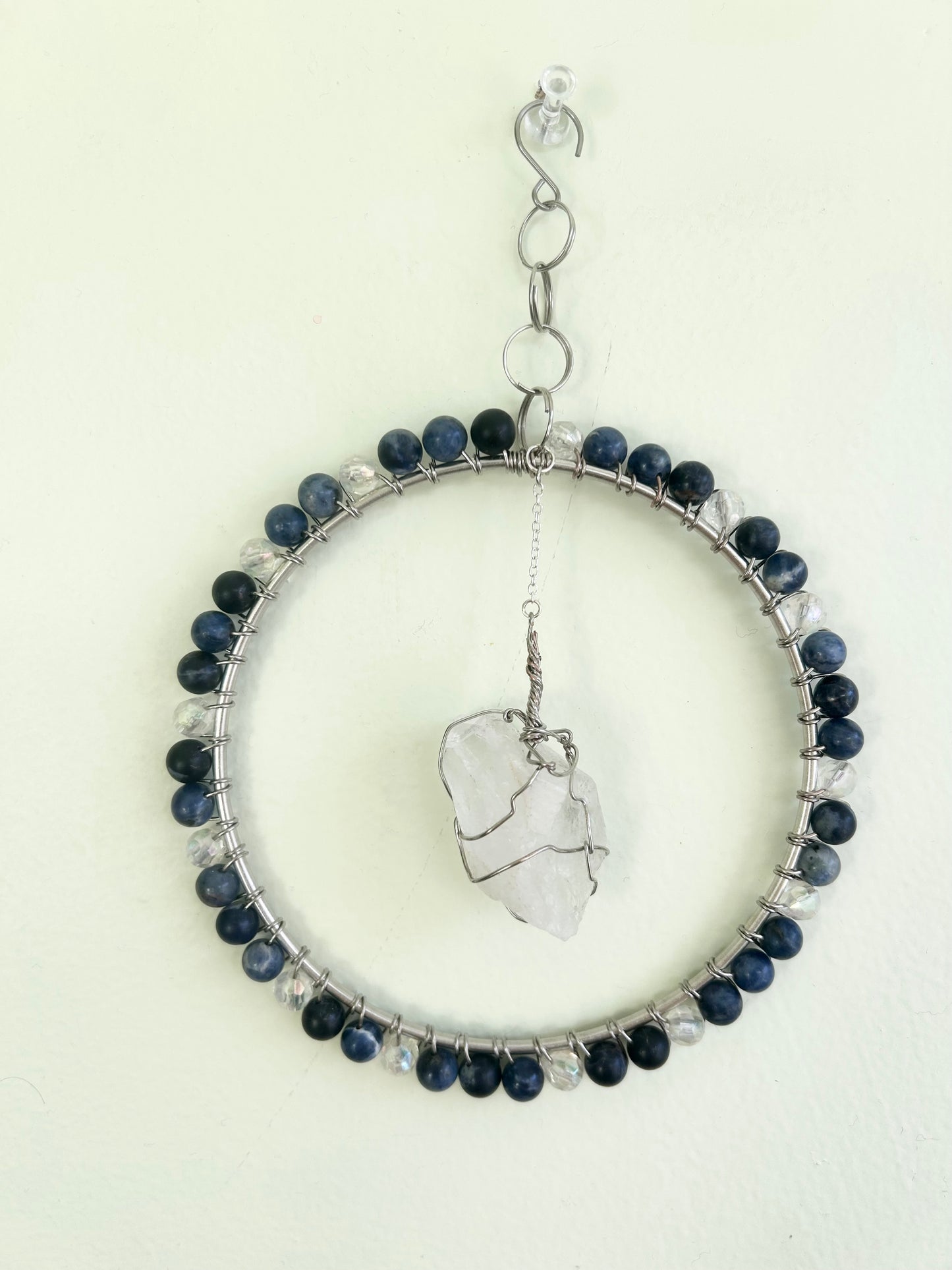 Sodalite & Quartz for Wall Hanging