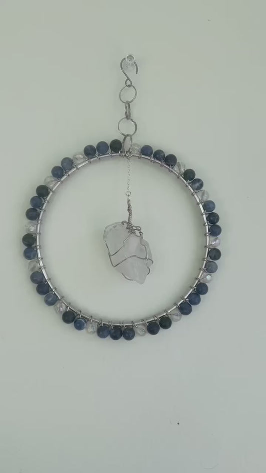 Sodalite & Quartz for Wall Hanging